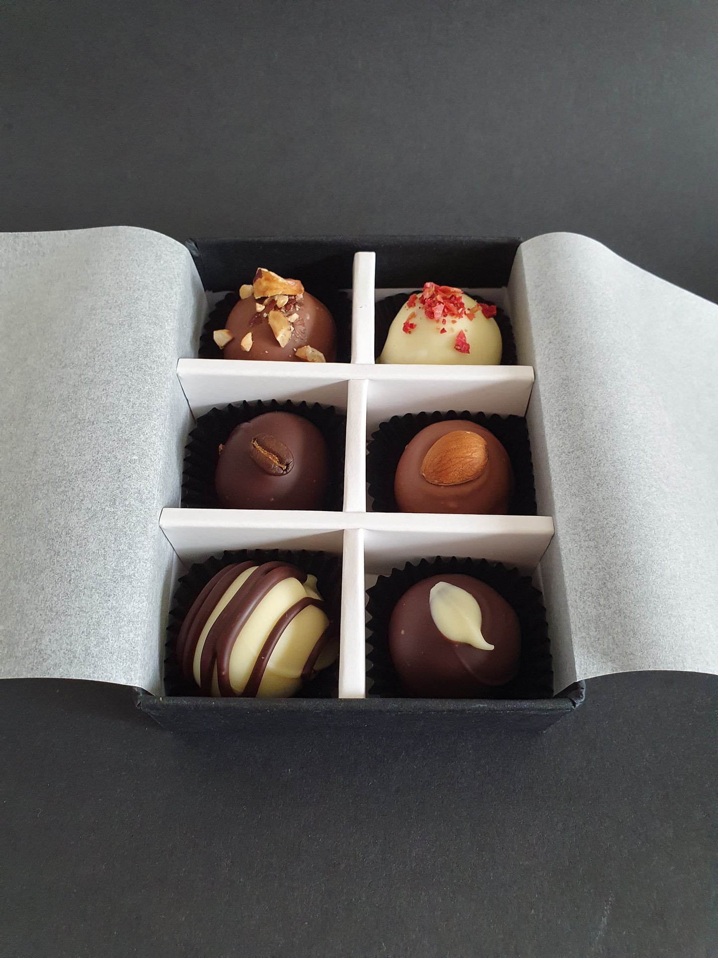 May Collection- Luxury selection of 6 chocolate truffles gift box