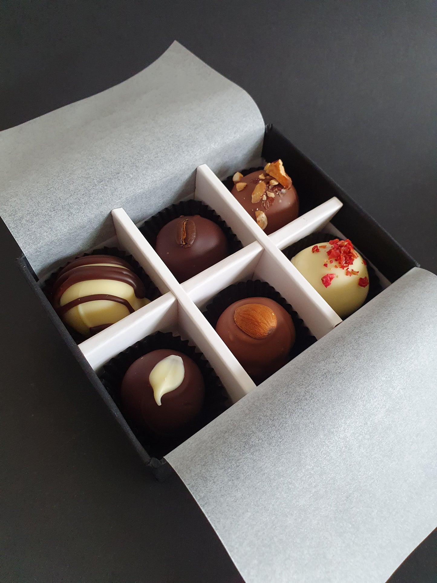 May Collection- Luxury selection of 6 chocolate truffles gift box