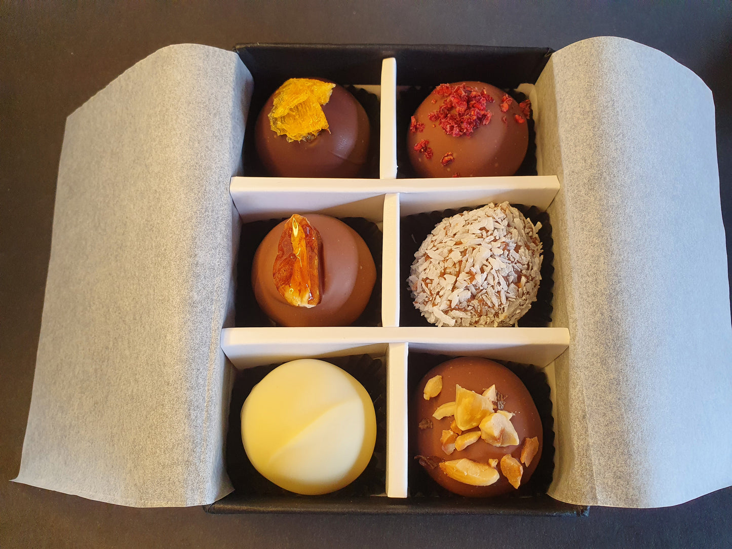 PRE-ORDER March Collection- Luxury selection of 6 chocolate truffles gift box