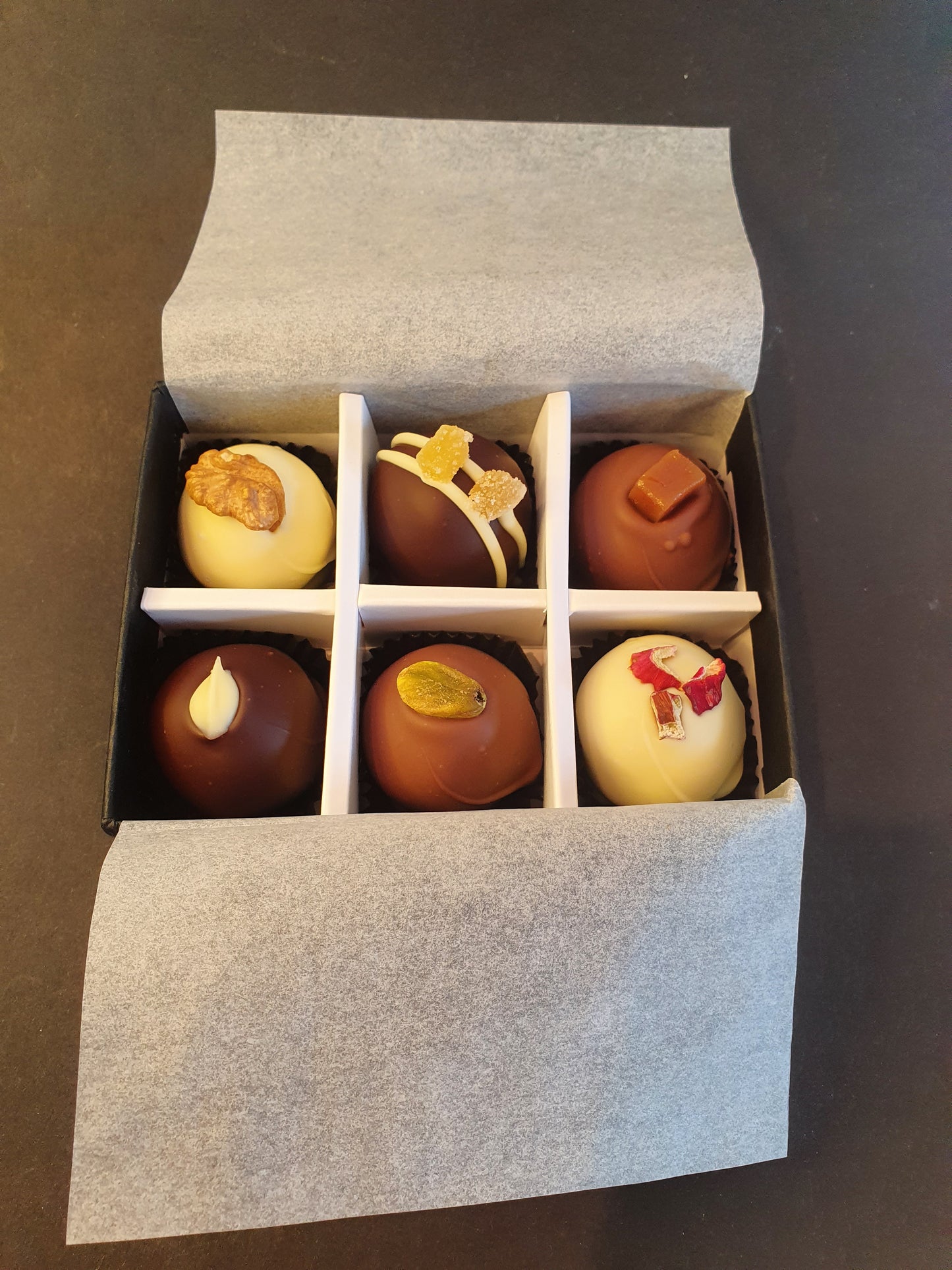 June Collection- Luxury selection of 6 chocolate truffles gift box