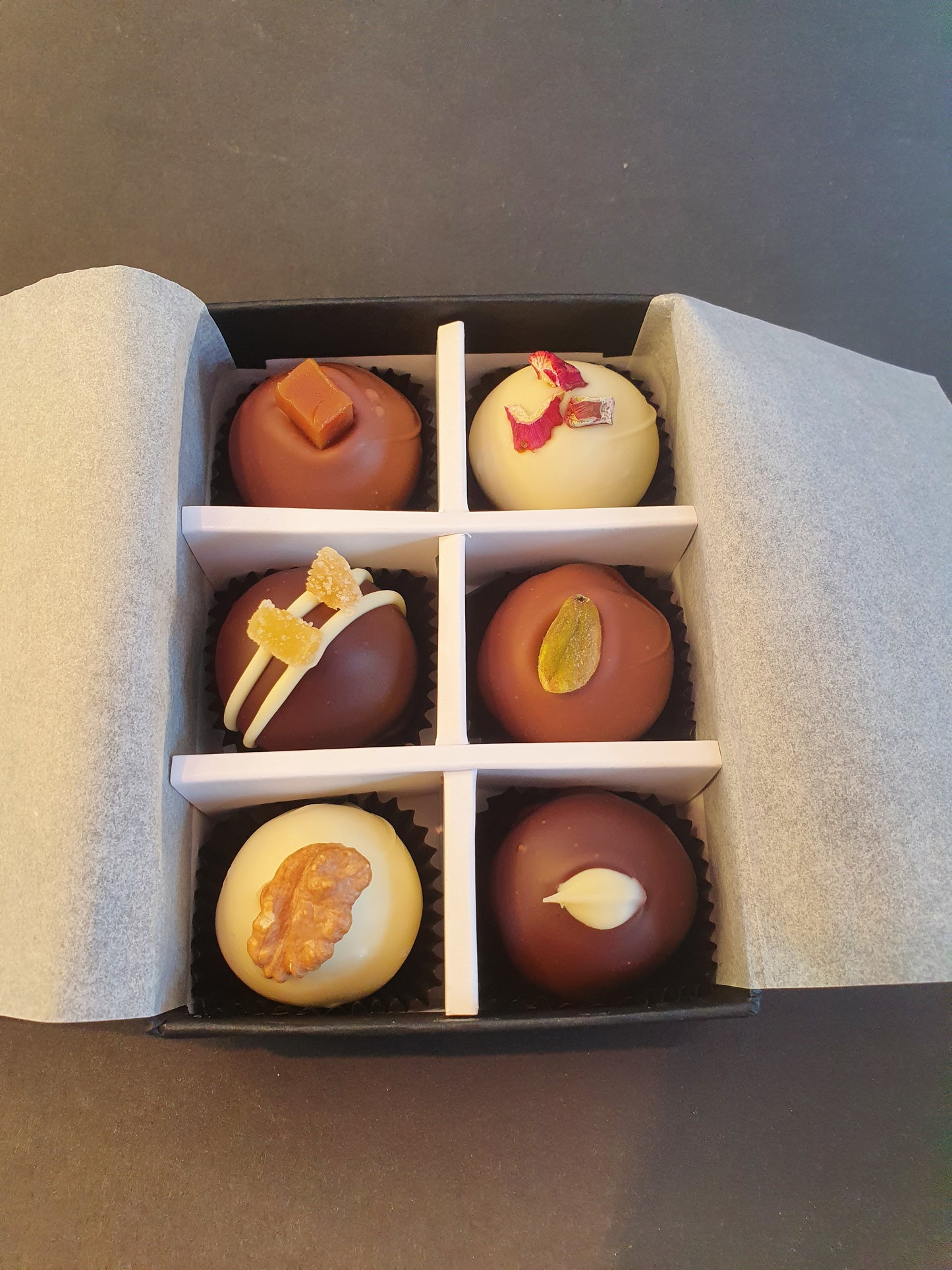 June Collection- Luxury selection of 6 chocolate truffles gift box